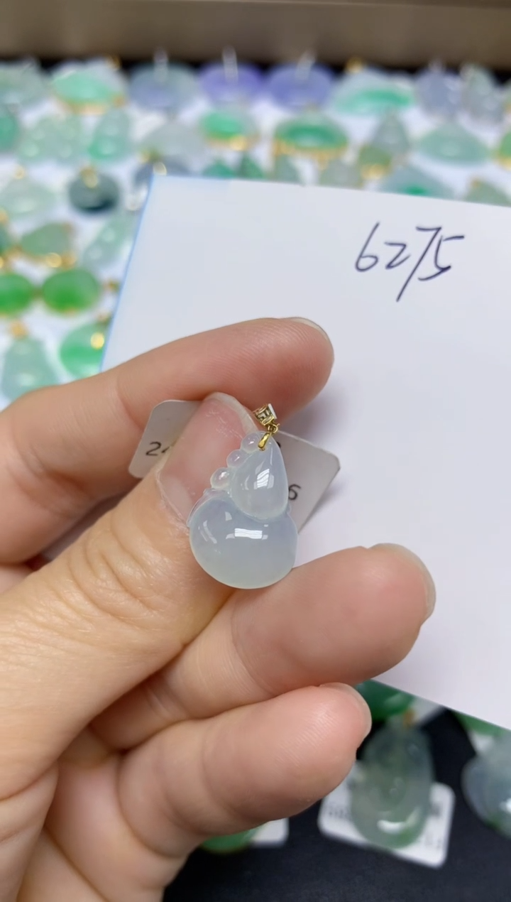 【闪购商品】翡翠挂件18K金镶嵌 天然翡翠A货
