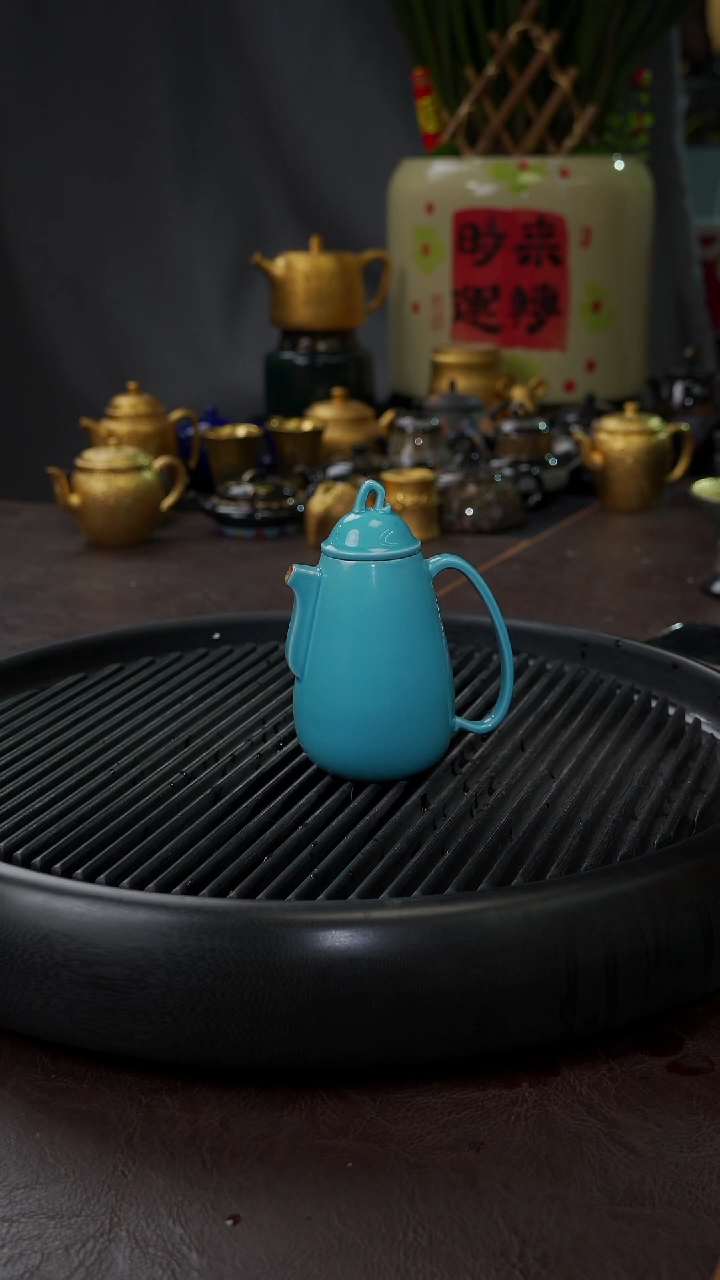 【闪购商品】杯【宜景窑松石蓝】龙蛋壶