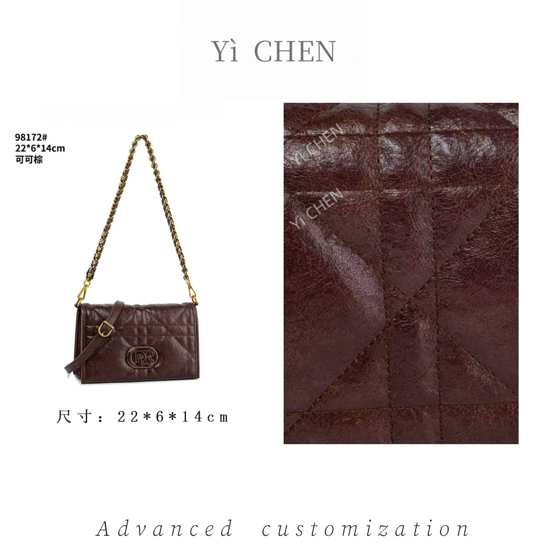 【YìCHEN】QYX-98172-可可棕 女士新款轻奢单肩hobo斜跨包出门