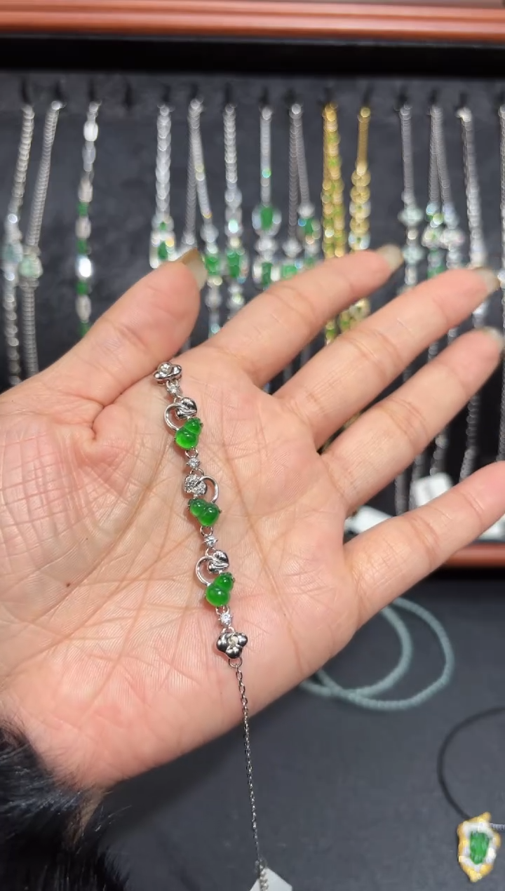 【闪购商品】翡翠颈饰银S925镶嵌葫芦/支持复检/一件