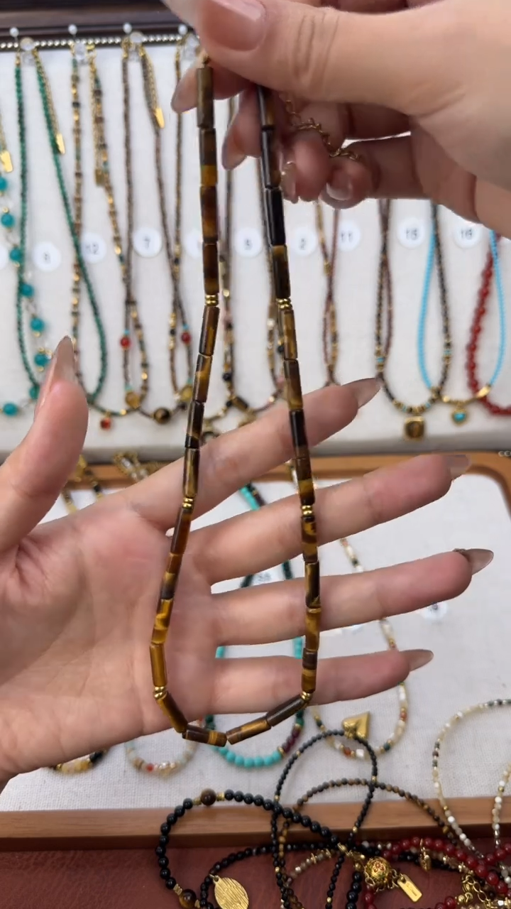 项链钛钢石英质玉竹节