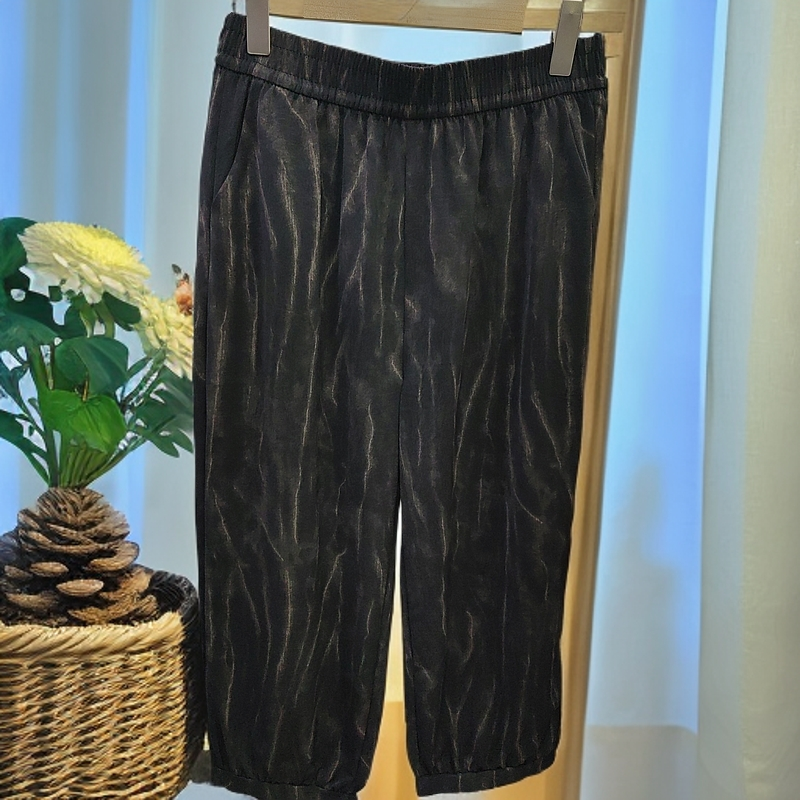 时尚金丝裤子直筒裙百搭提花女装中老年女装休闲裤宽松型薄款