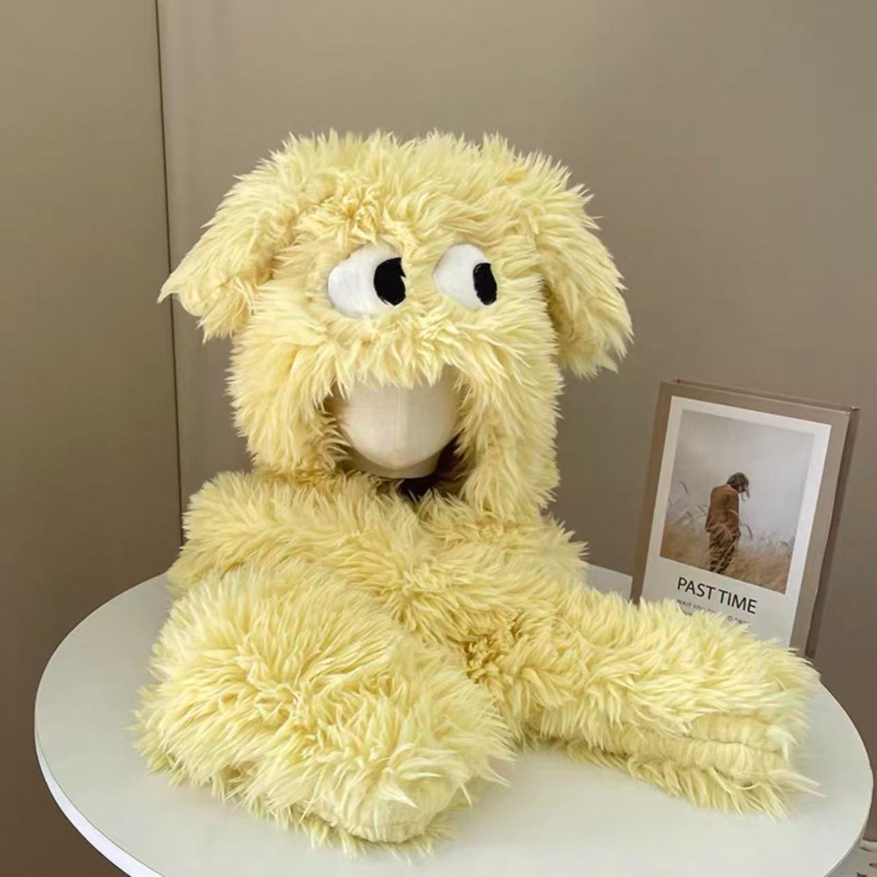 小狗毛绒帽子围巾手套三合一