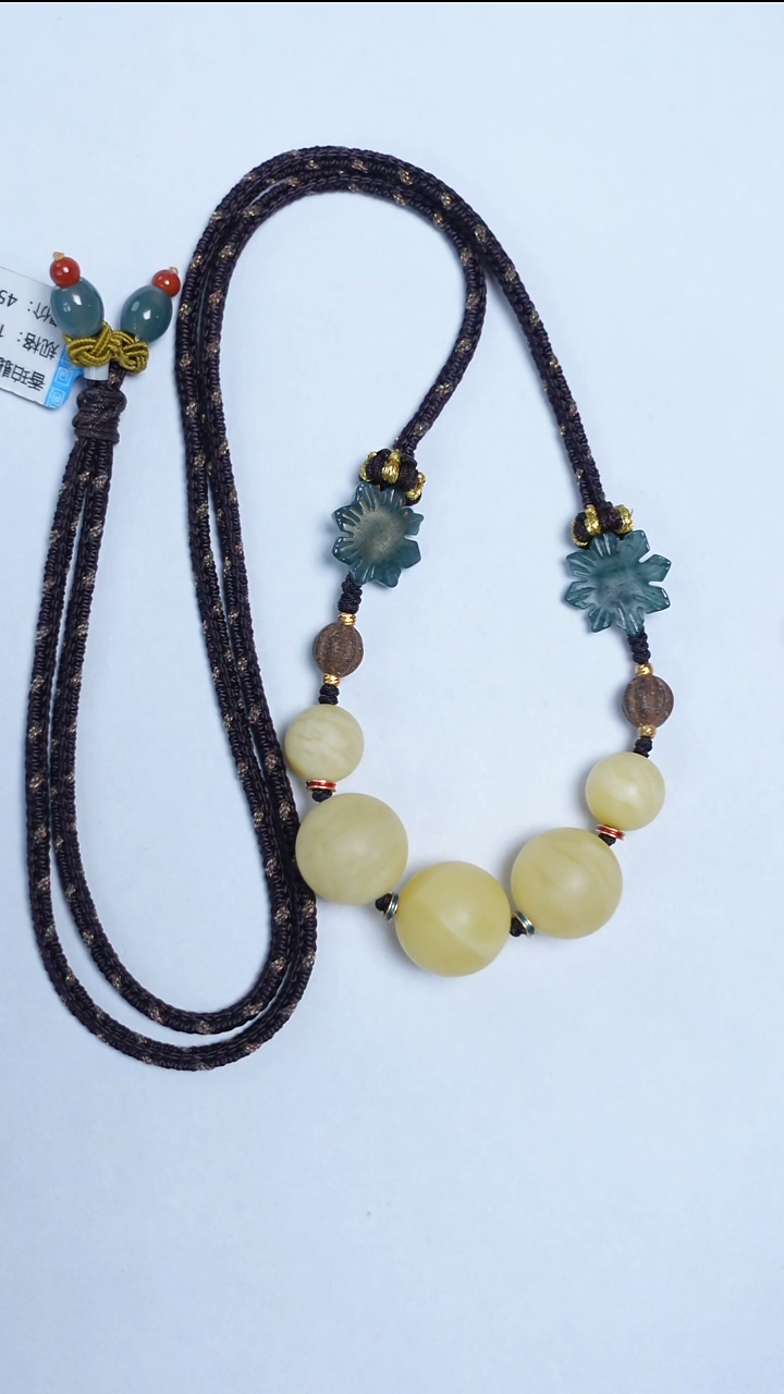 蜜蜡颈饰未镶嵌香珀圆珠项链10-15mm