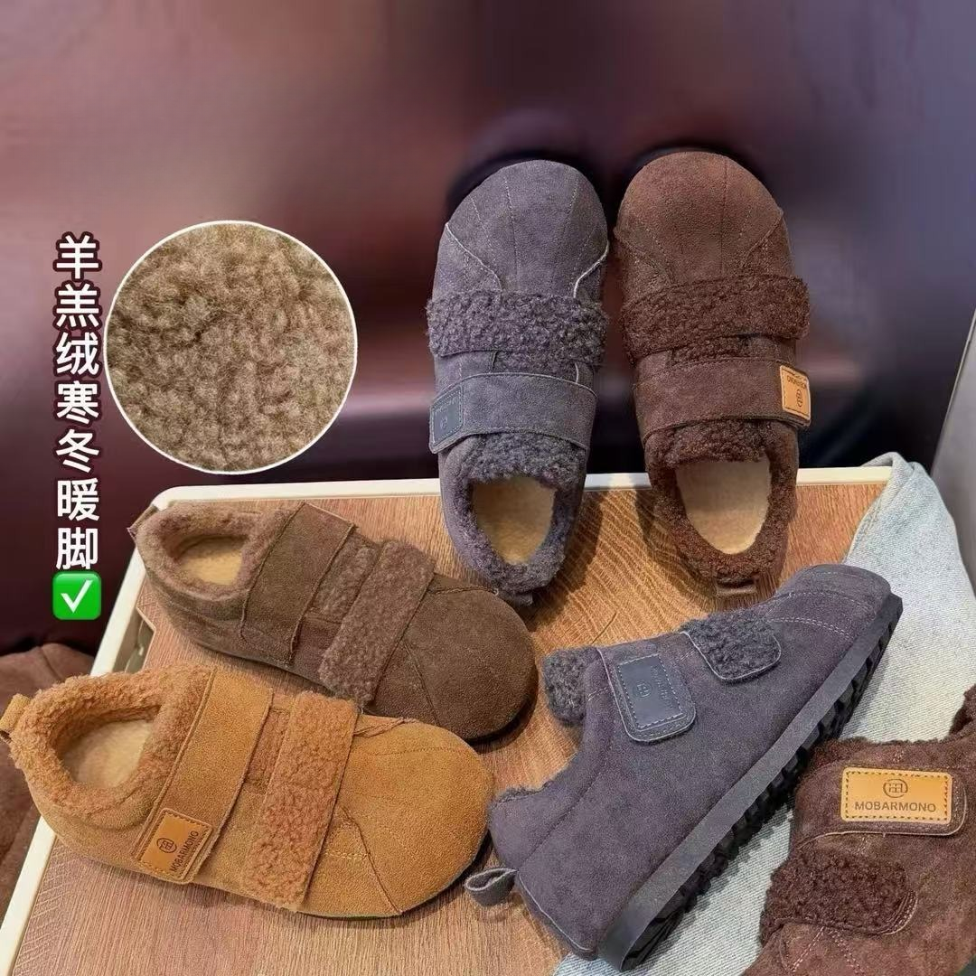 辰小六同款【羊羔绒魔术贴懒人鞋】加厚加绒保暖休闲鞋贝壳头