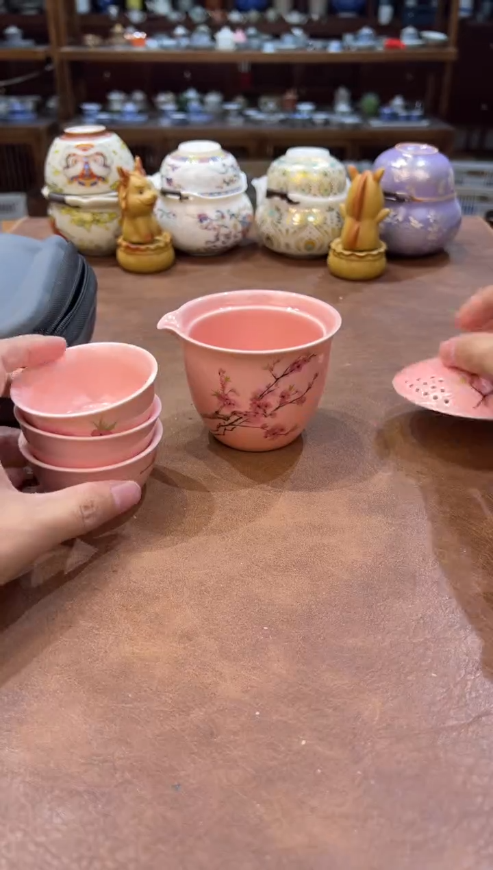 真的很便宜超好看会开片的旅行茶具