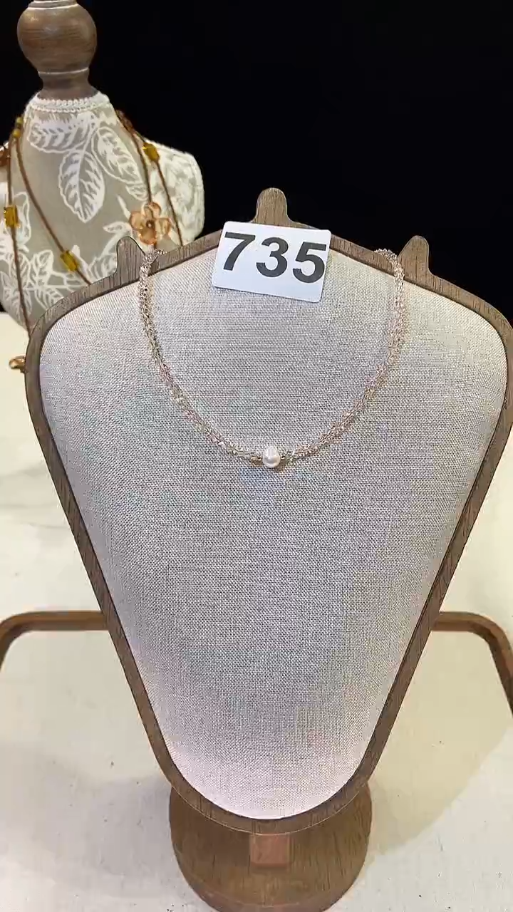 项链钛钢淡水珍珠735