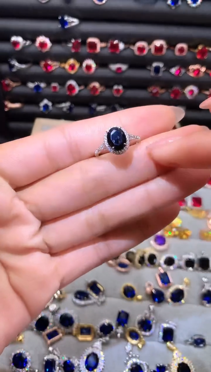 【闪购商品】蓝宝石戒指银S925镶嵌79山蓝