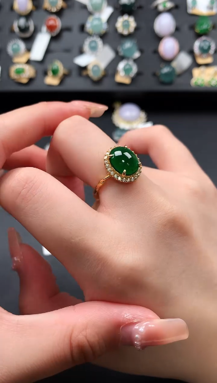 【闪购商品】翡翠戒指银S925镶嵌52141