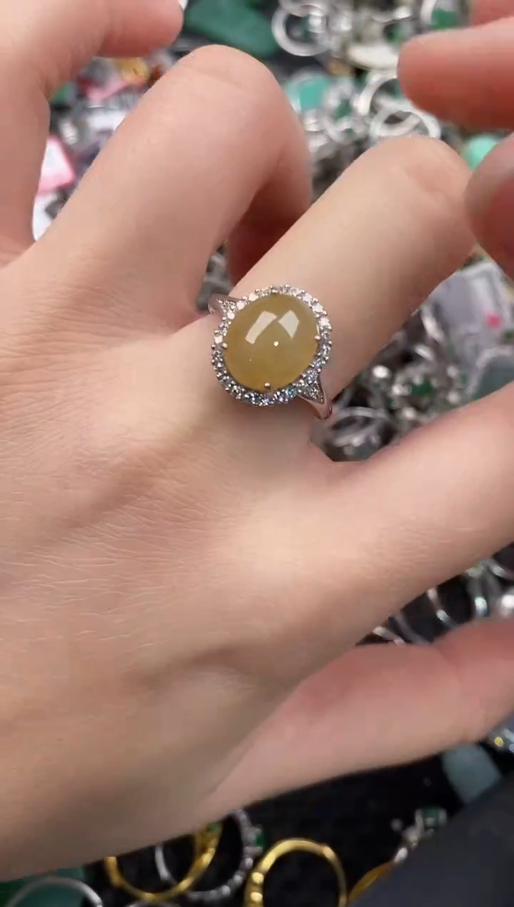 银S925镶嵌戒指翡翠222                10