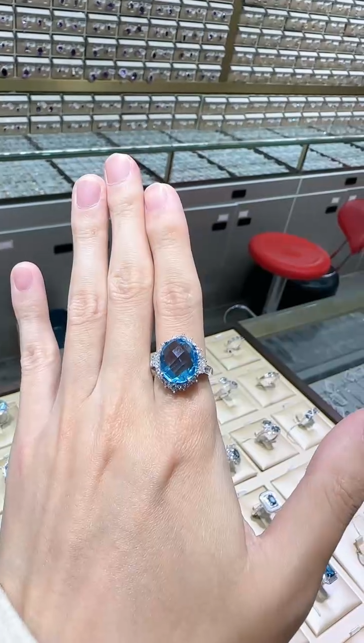 【闪购商品】托帕石戒指银S925镶嵌高级款