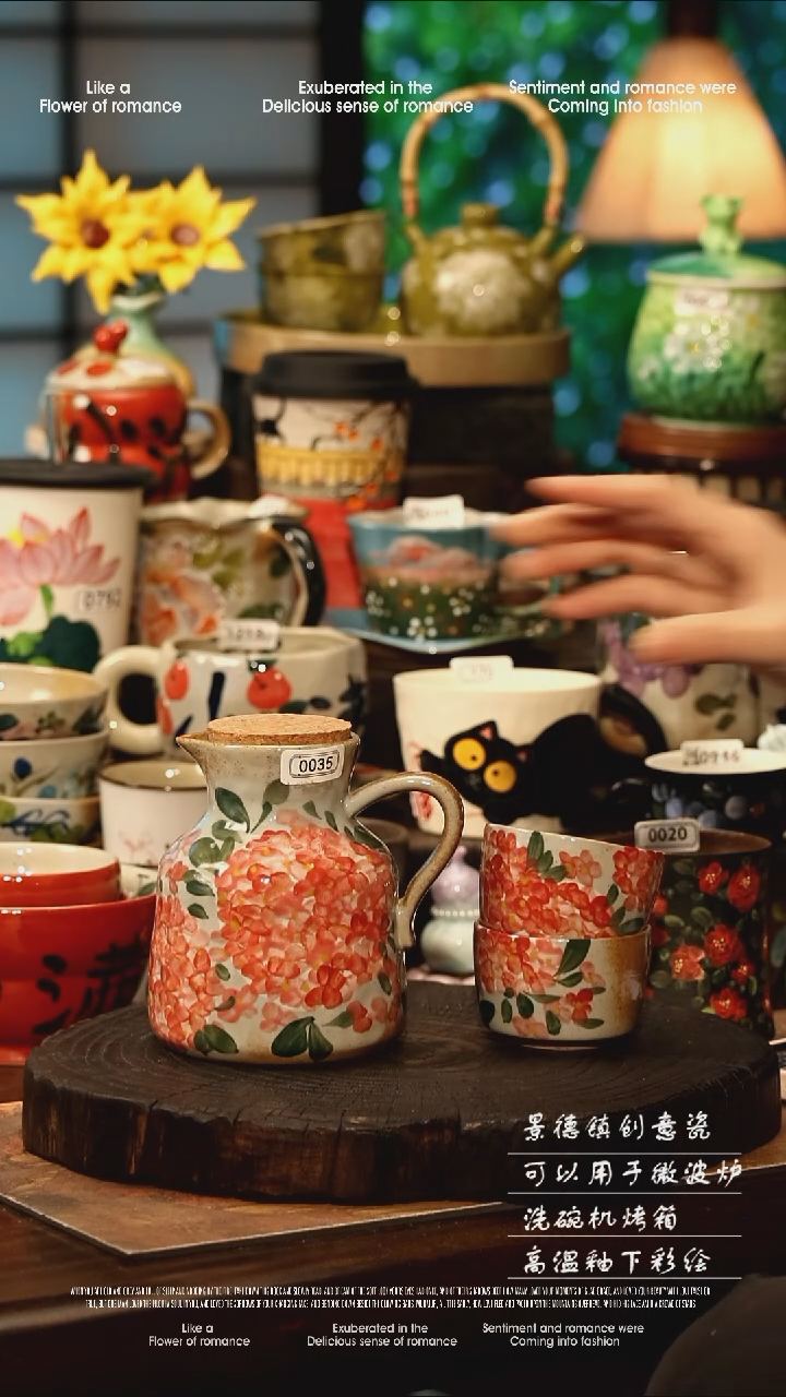 陶瓷景德镇高温釉下彩手工手绘款式@A0035@