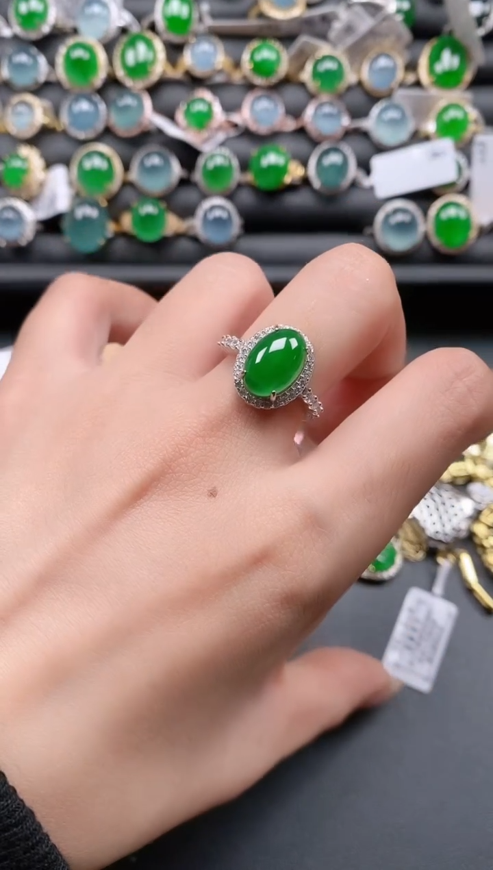 银S925镶嵌戒指翡翠11111