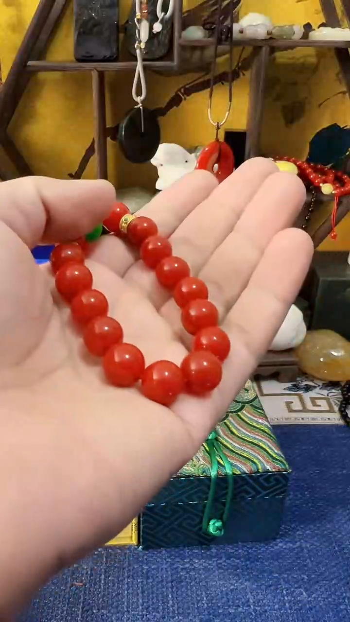【闪购商品】南红玛瑙挂件合金南红 单圈+绿 （飞铃文玩）