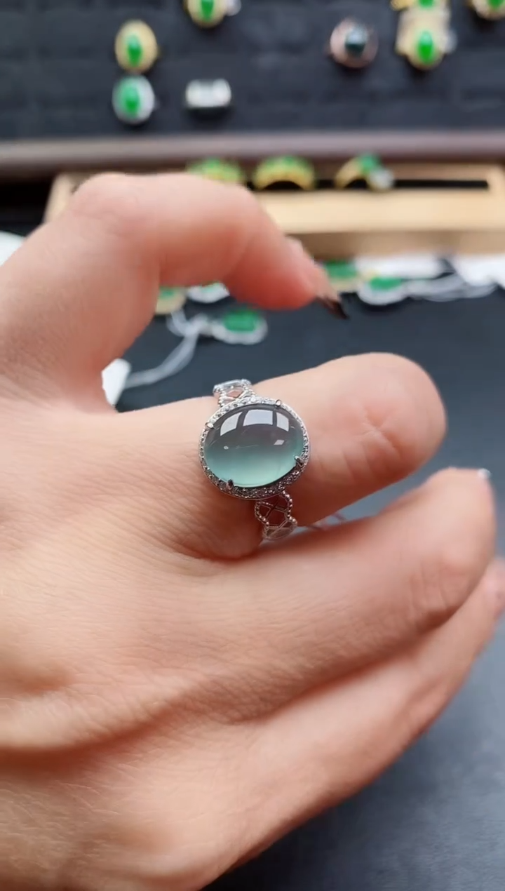 银S925镶嵌戒指翡翠1