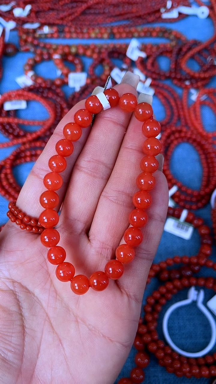 未镶嵌手串南红玛瑙N13保山料辣椒红单圈多样性发其一