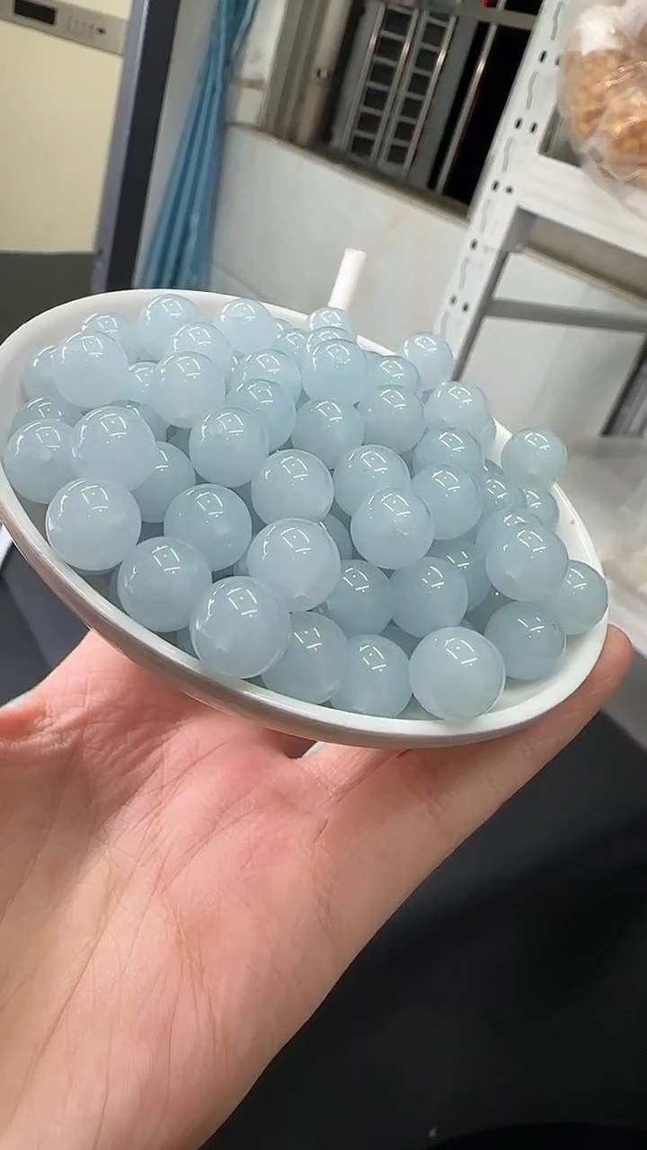 未镶嵌玛瑙/玉髓珠宝半成品冰川蓝圆珠N66卡10MM 20颗