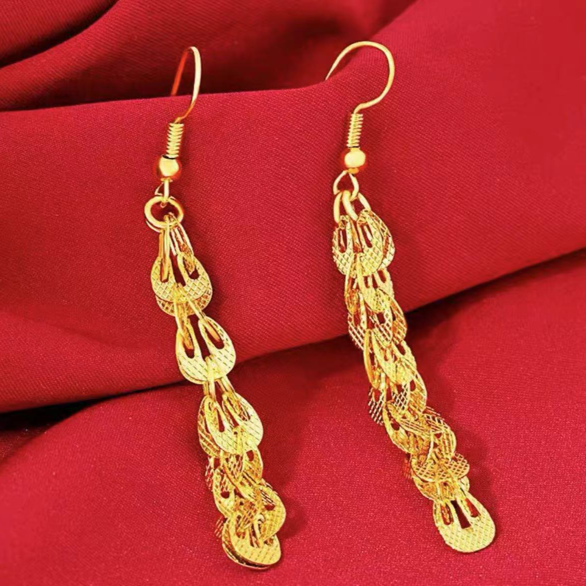 【万佳集团】 鎏世金 GC3573089 凤尾耳线