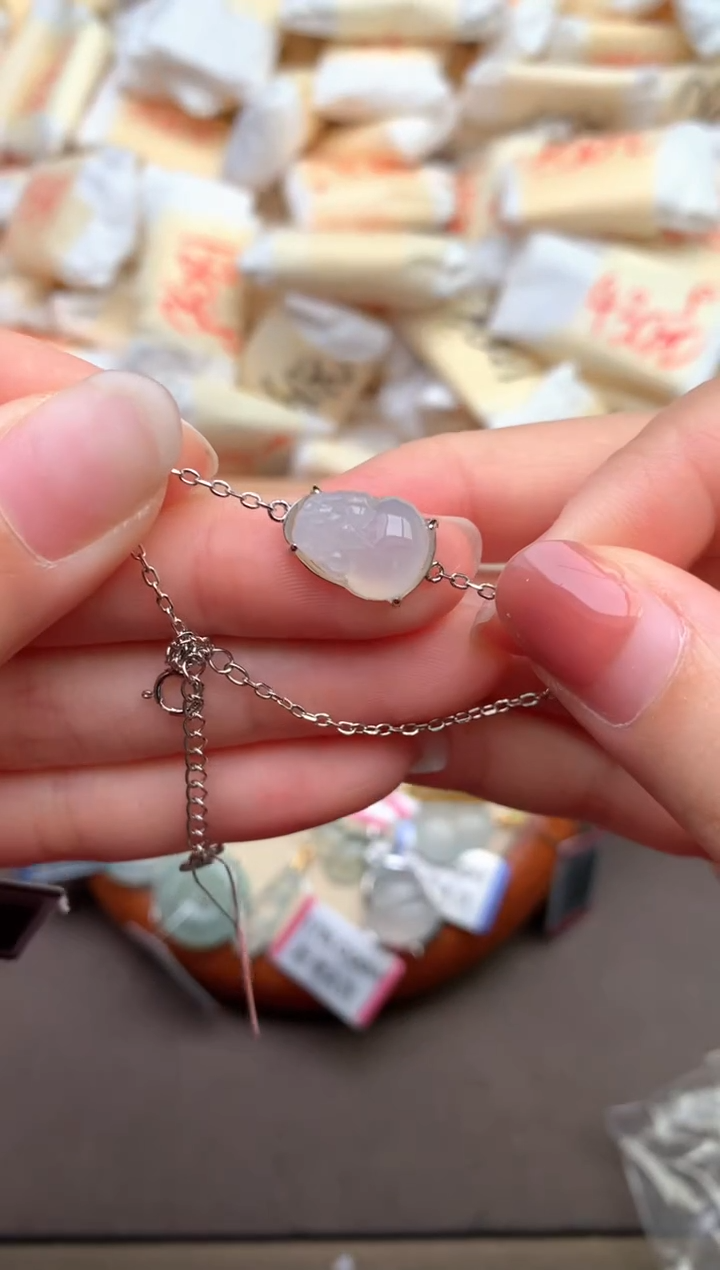 银S925镶嵌翡翠手链—