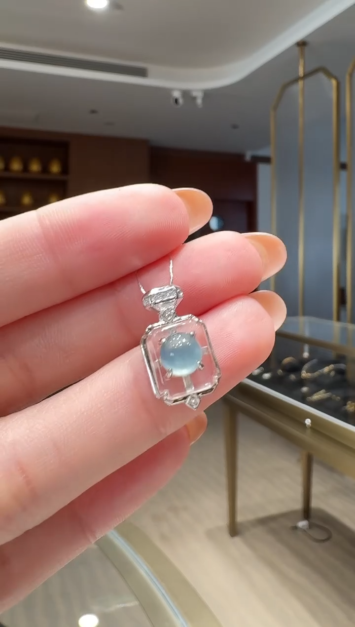 吊坠(不含链)银S925镶嵌翡翠吊坠