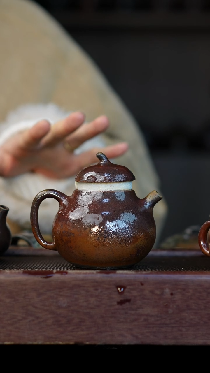 茶壶紫砂柴烧紫砂天青茄瓜180cc