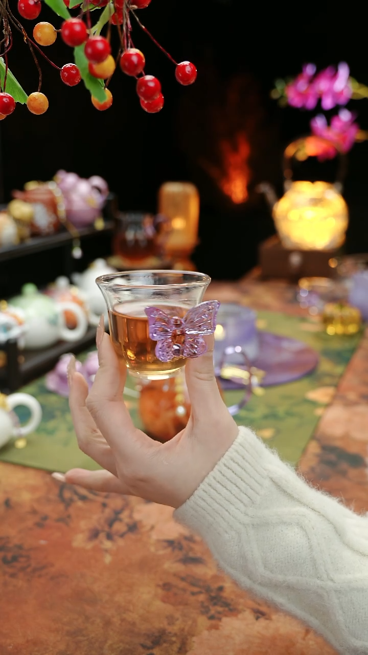 【闪购商品】紫色蝴蝶品茗杯60cc@@@@@@