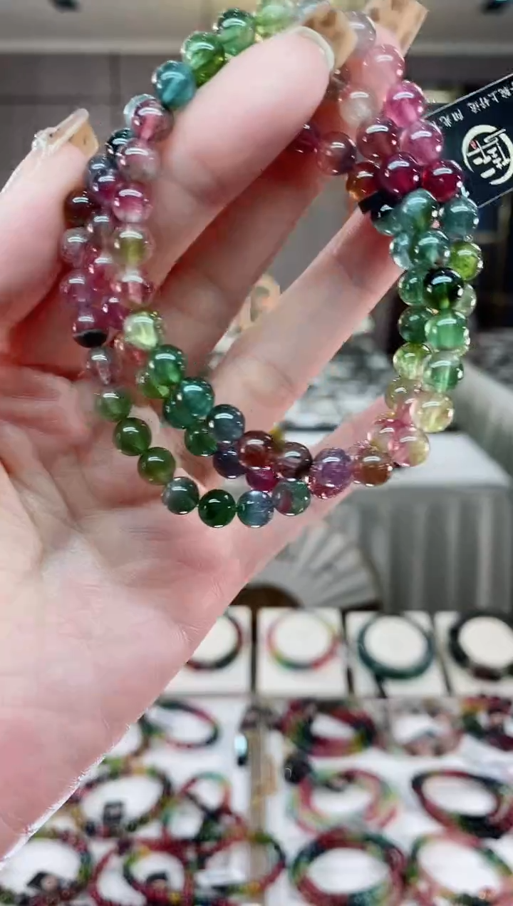 【闪购商品】西瓜三圈手串6mm+未镶嵌碧玺一物一证dan