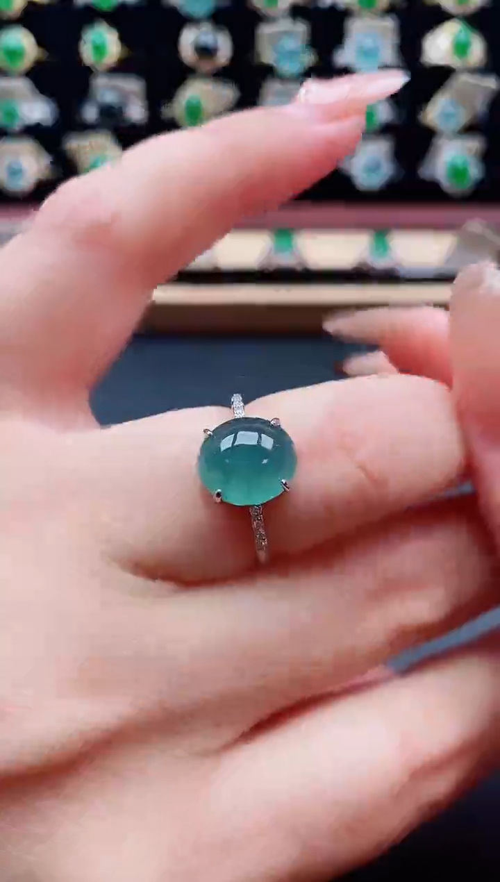 银S925镶嵌戒指翡翠1