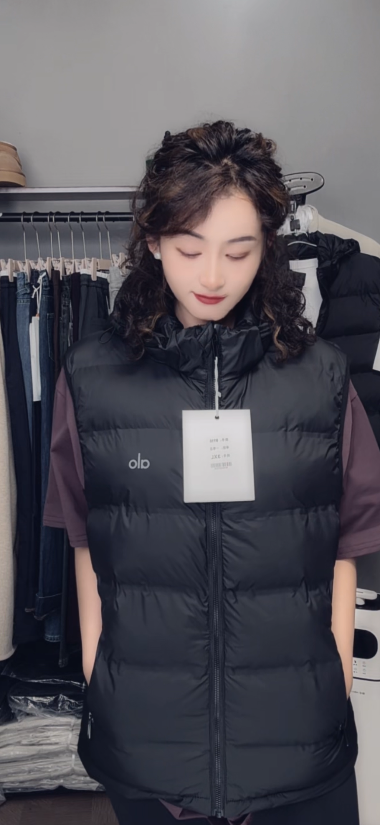 8116#一等品/黑色马甲女款可拆帽子