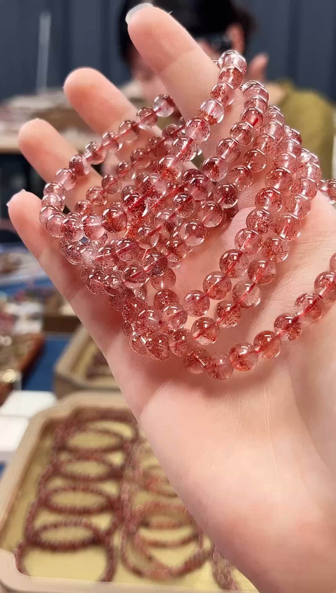 未镶嵌手串水晶金草莓超七单圈手串6mm【多样性发一】