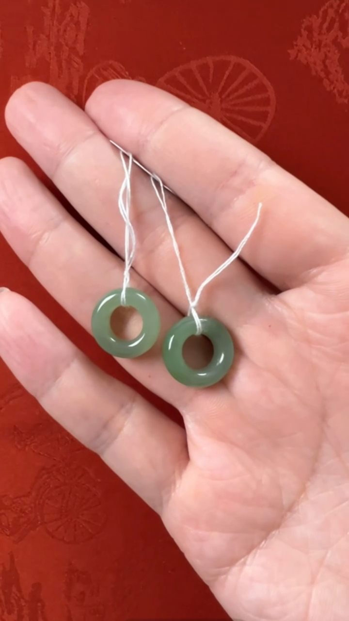 【闪购商品】和田玉跑环未镶嵌碧玉跑环（一对）