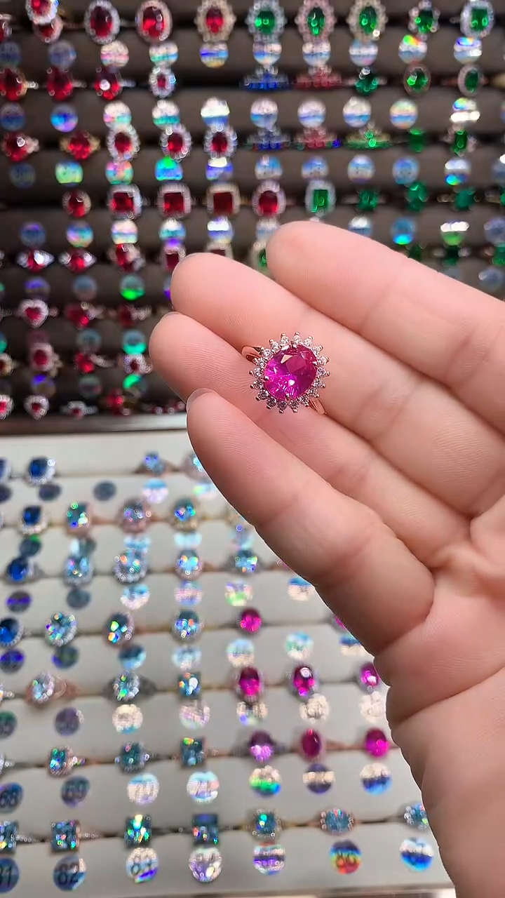 【闪购商品】蓝宝石戒指银S925镶嵌玫瑰金8.10