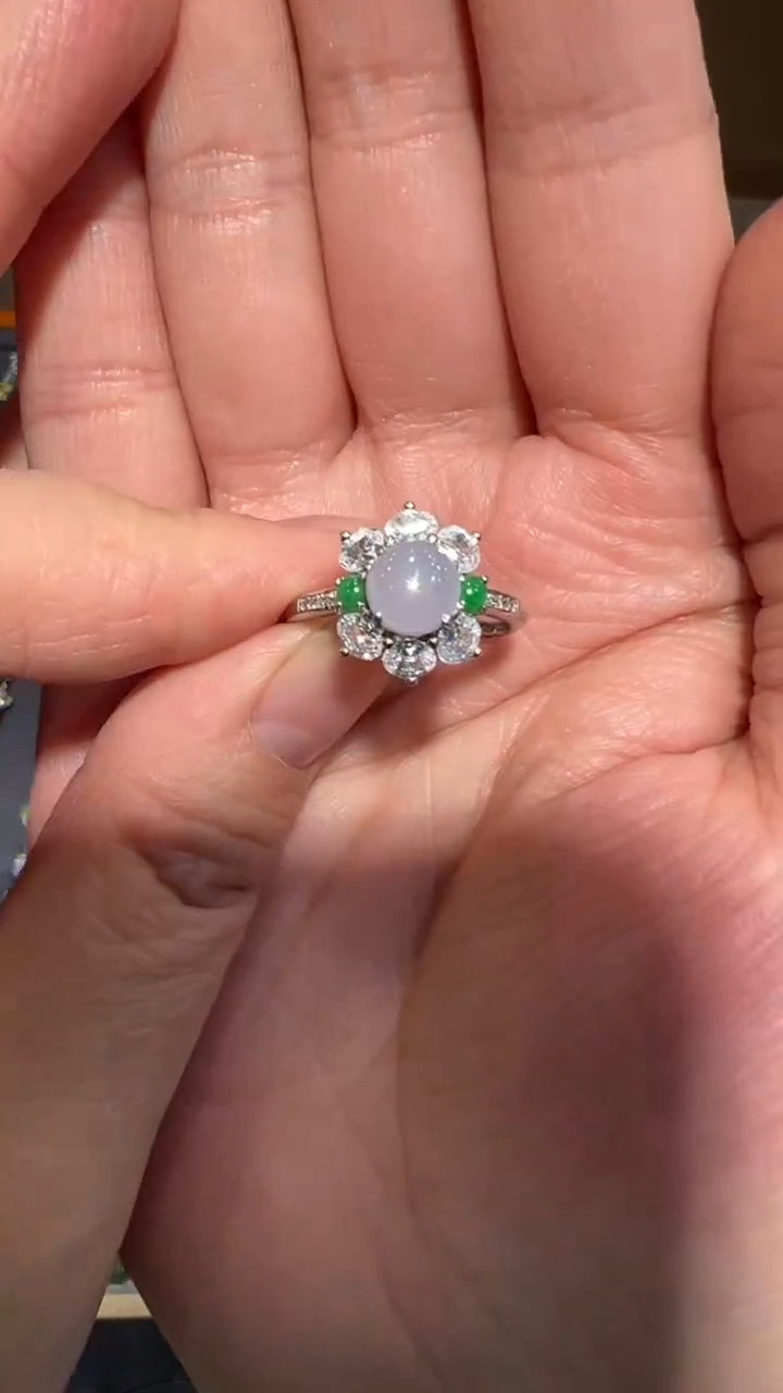 【闪购商品】翡翠戒指银S925镶嵌翡翠戒指