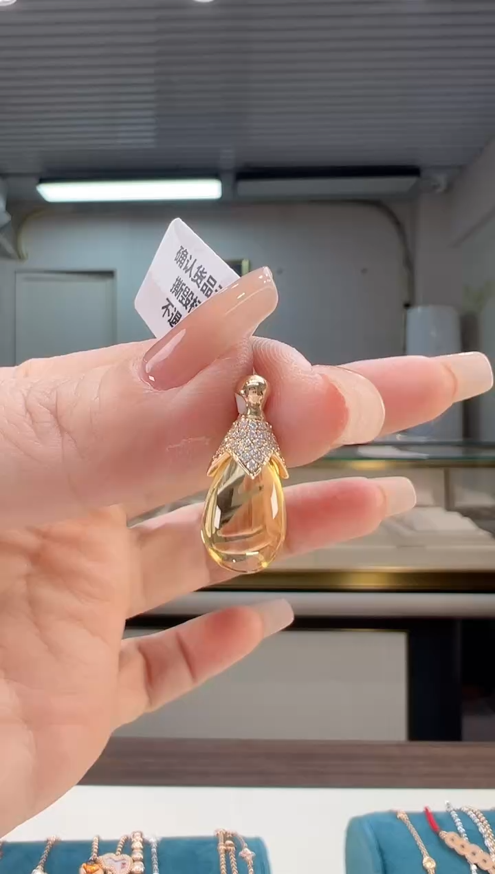 【闪购商品】黄晶吊坠(不含链)18K金镶嵌黄晶设计款吊坠