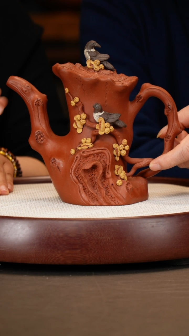 【闪购商品】紫砂茶壶【鲍宜明】清水泥喜上眉梢  500CC