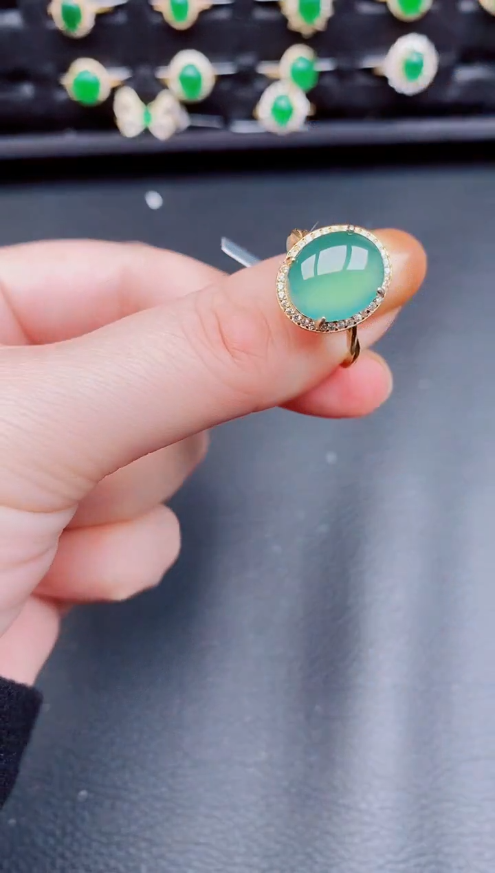 【闪购商品】翡翠戒指银S925镶嵌天然a货翡翠173