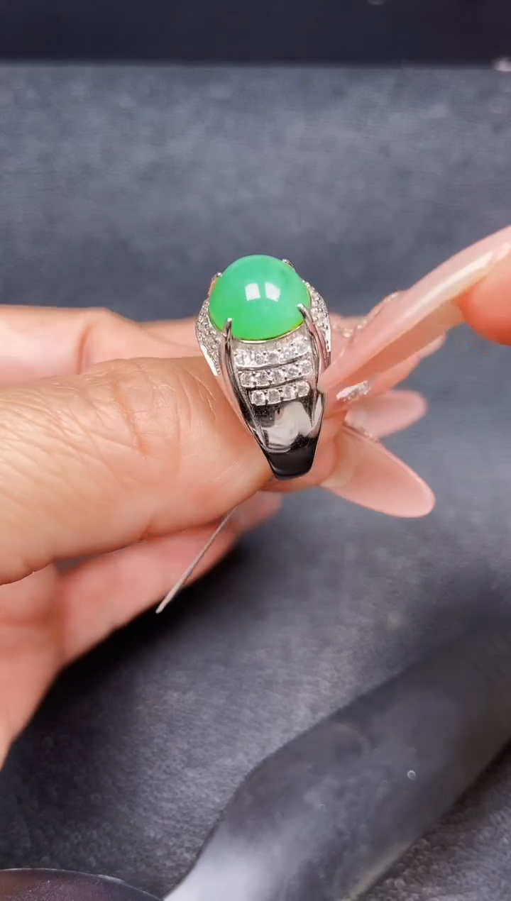 翡翠银S925镶嵌颈饰4373