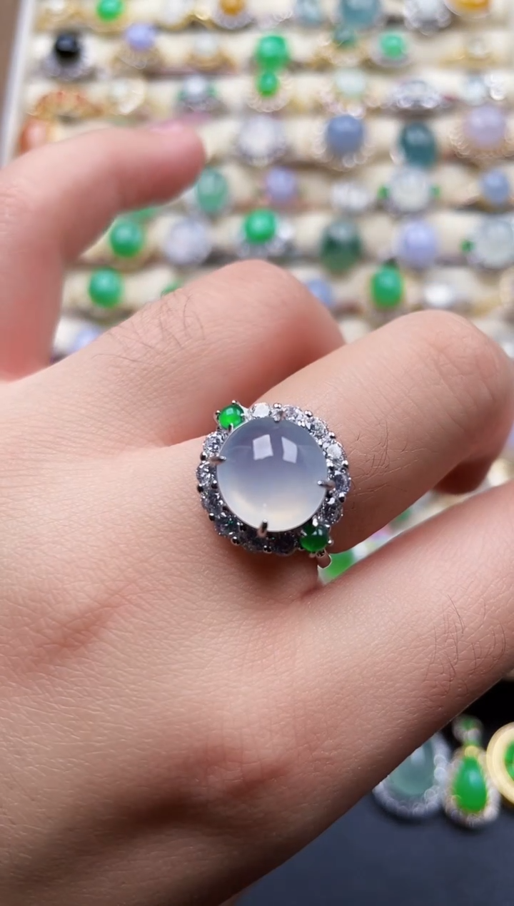 银S925镶嵌戒指翡翠148