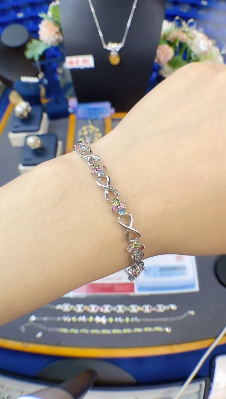 【闪购商品】碧玺手链银S925镶嵌带证书