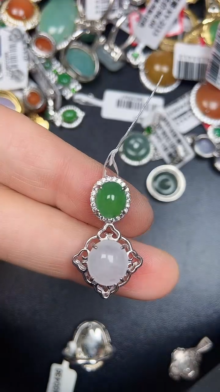 银S925镶嵌戒指翡翠2210