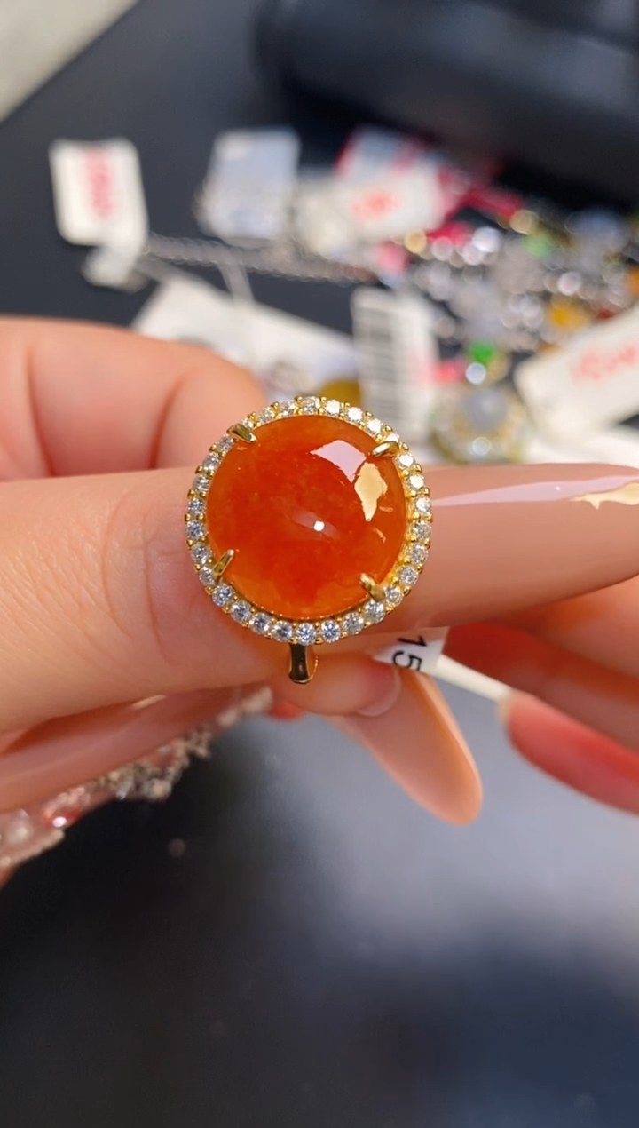 银S925镶嵌戒指翡翠天然