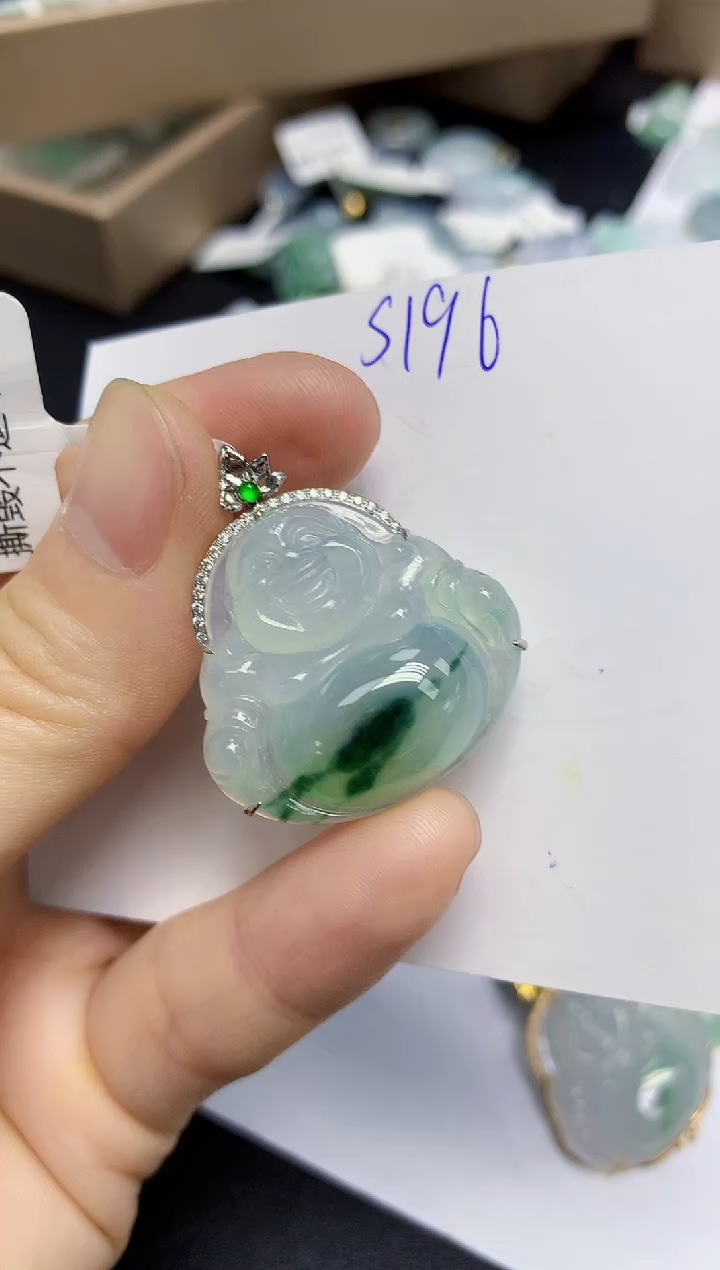 颈饰18K金镶嵌翡翠天然缅甸翡翠A货翡翠百元以上9元证书费自理