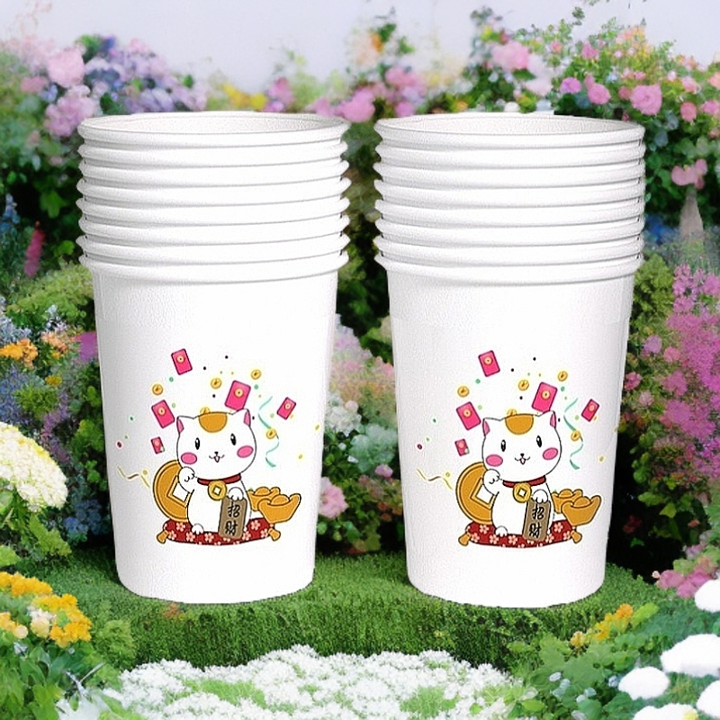 【厂家直销】卡通一次性纸杯水杯纸杯子家用图案随机200只