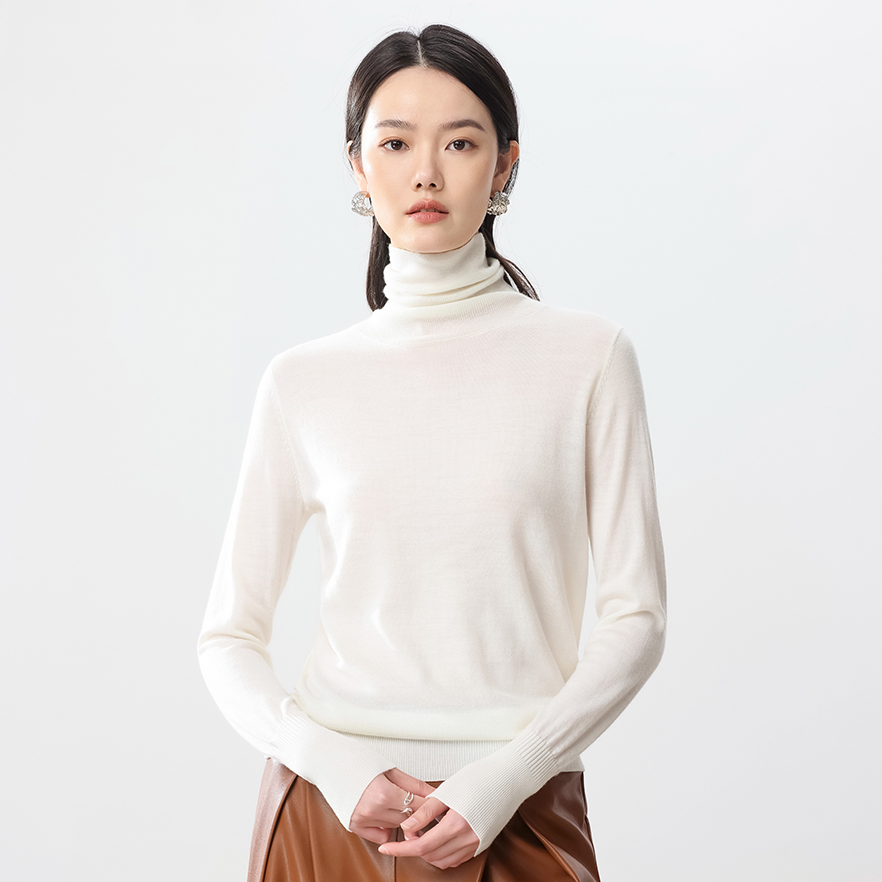 【暖柔衫】绵羊毛软糯亲肤显瘦内搭堆堆领针织衫BD250926