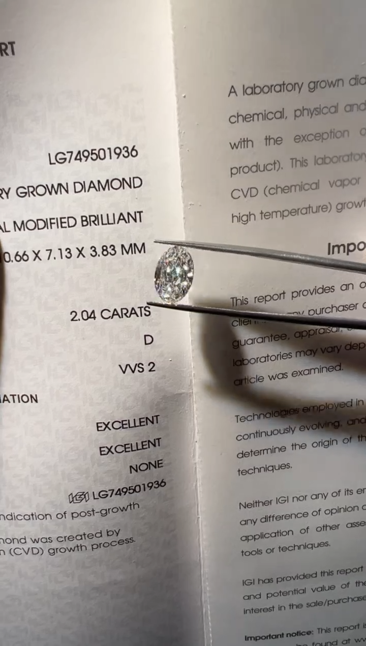 裸石合成钻石LG1936   2.04ct