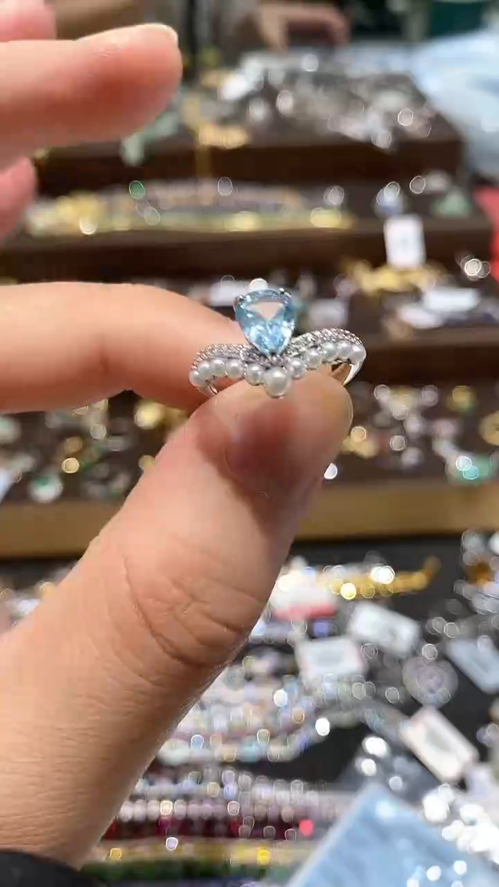 【闪购商品】海蓝宝石戒圈银S925镶嵌戒指