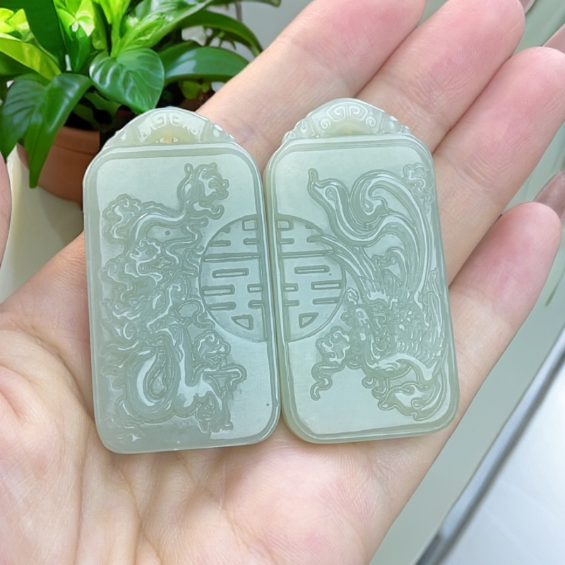 和田玉双喜龙凤牌情侣款