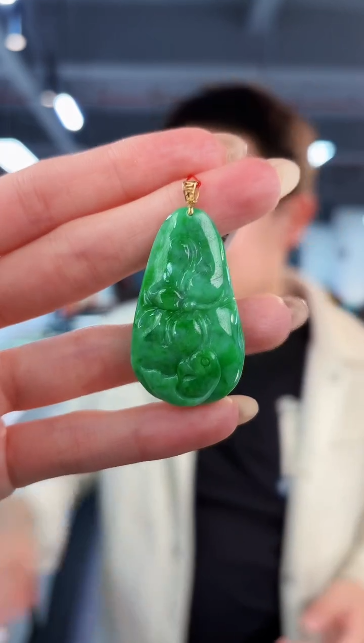 【闪购商品】翡翠颈饰18K金镶嵌缅料A货/支持复检/一件