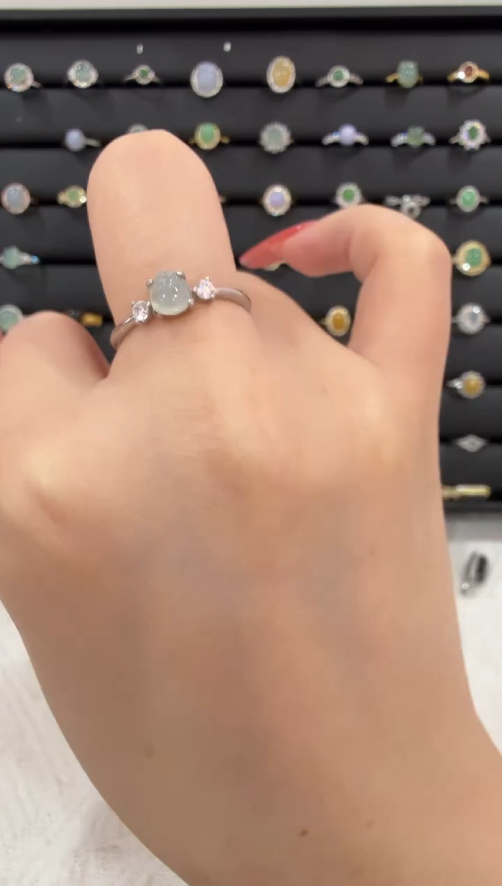 银S925镶嵌戒指翡翠070