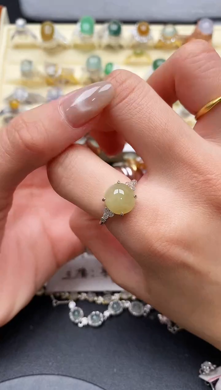 【闪购商品】翡翠戒指未镶嵌缅甸天然A货翡翠333   7-10